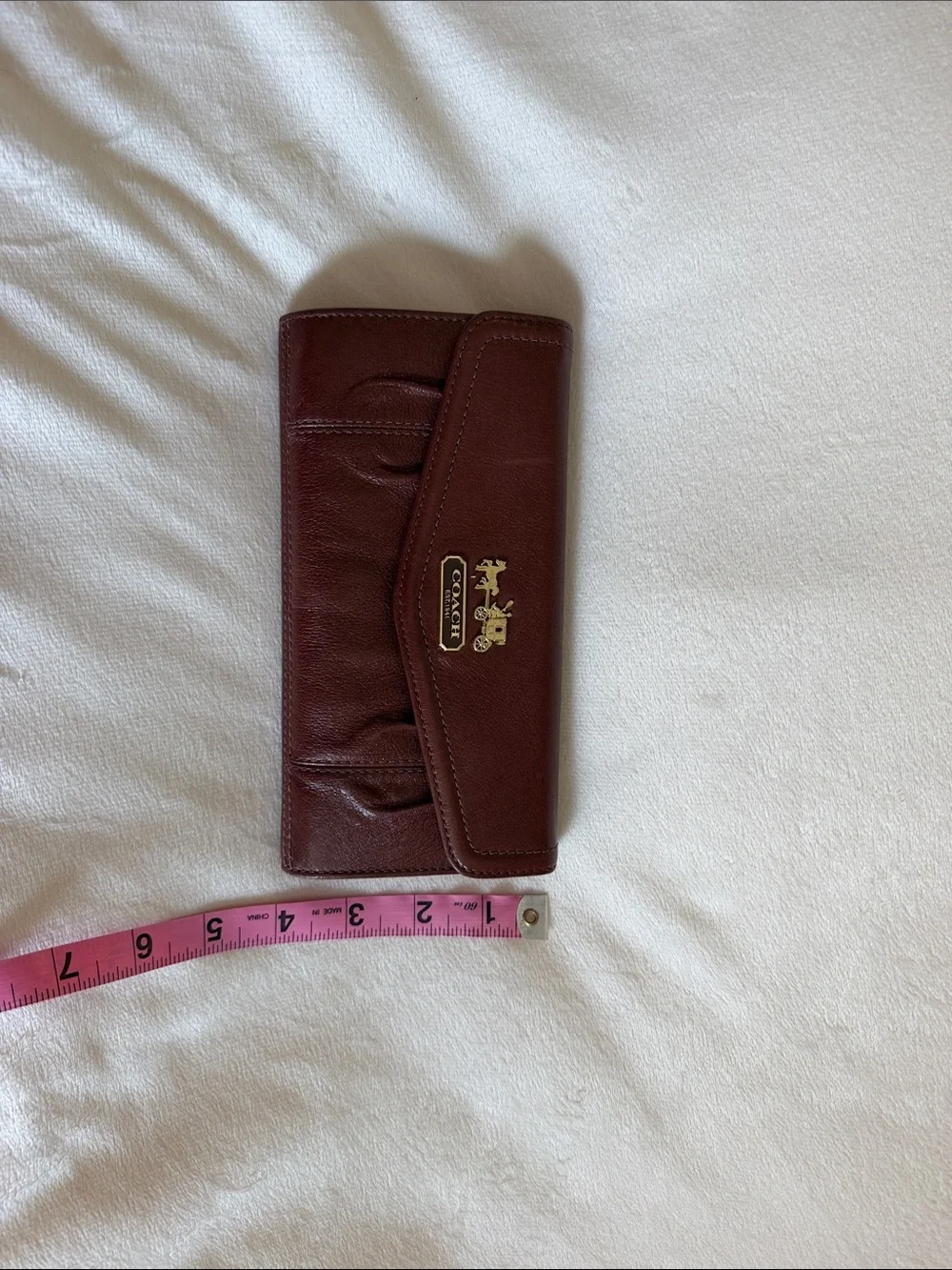 Coach Leather Continental Wallet in Rich Chestnut Brown with Gold Hardware
